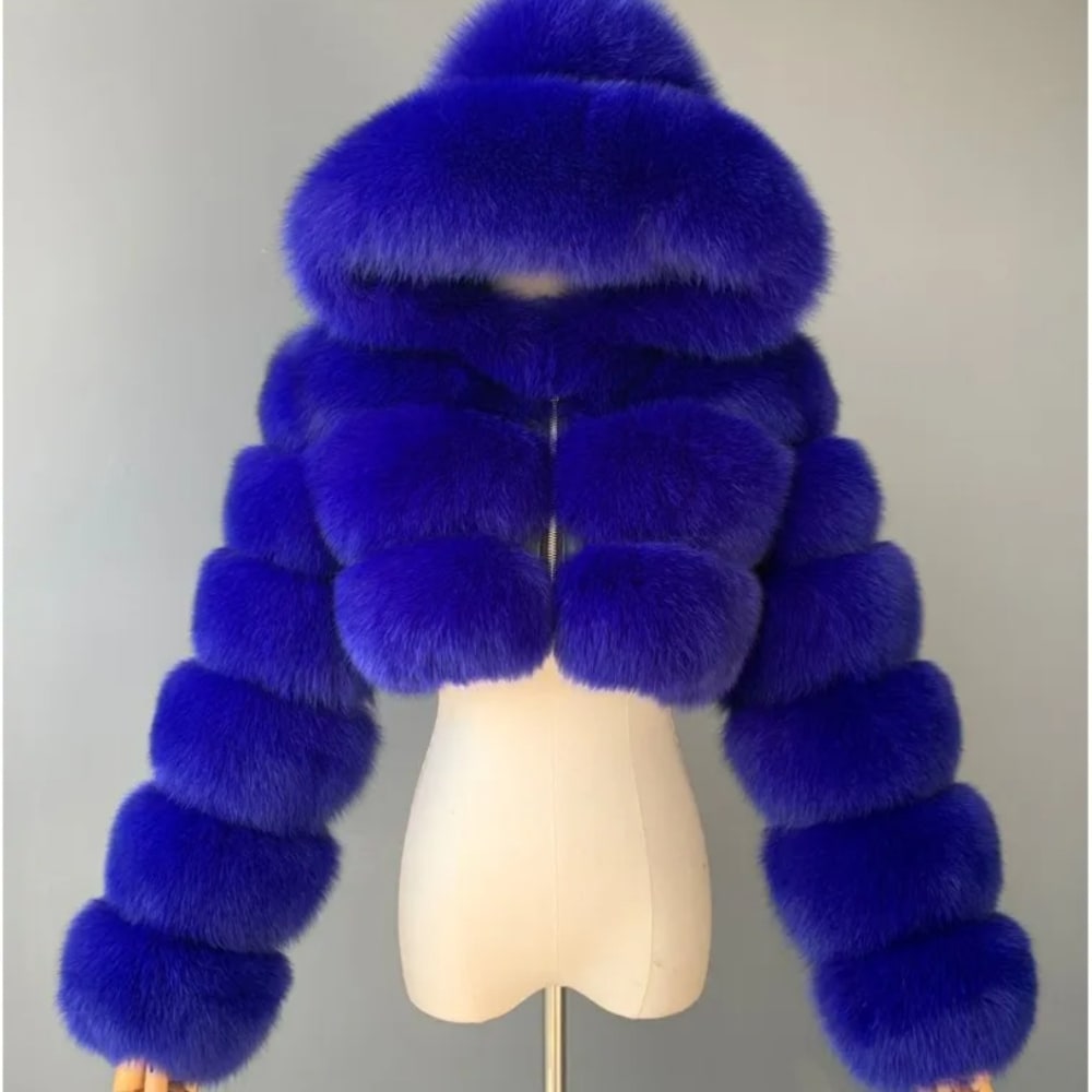 2021 High Quality Faux Fox Fur Coat for Women Slim Fit Jacket